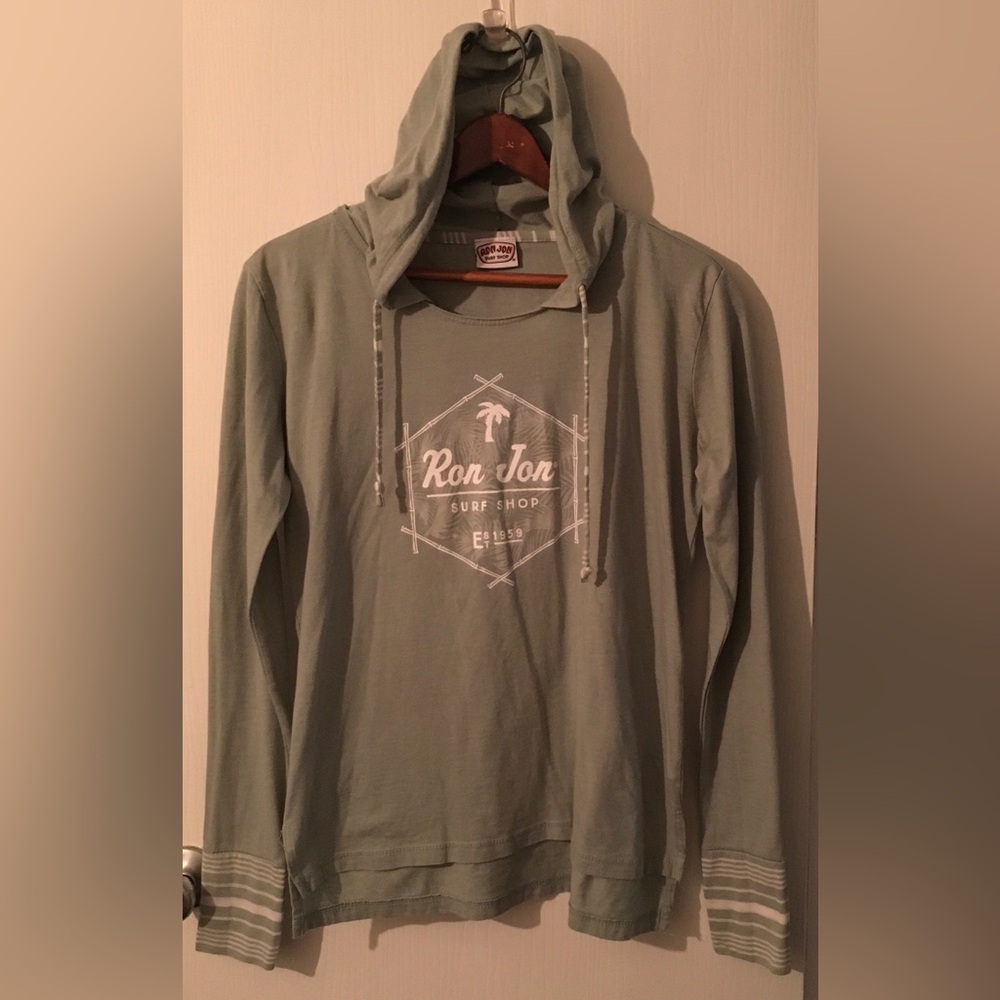 Ron Jon’s Surf Shop Men's Sage Green Crewneck Hoodie with Logo Sz Small